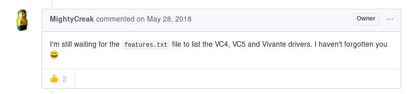 Comment found at mesamatrix pull request